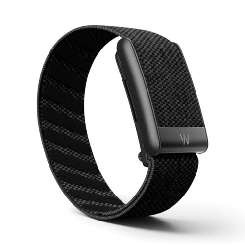 Azura Black Slate fitness tracker with a textured black fabric strap and sleek minimalist design