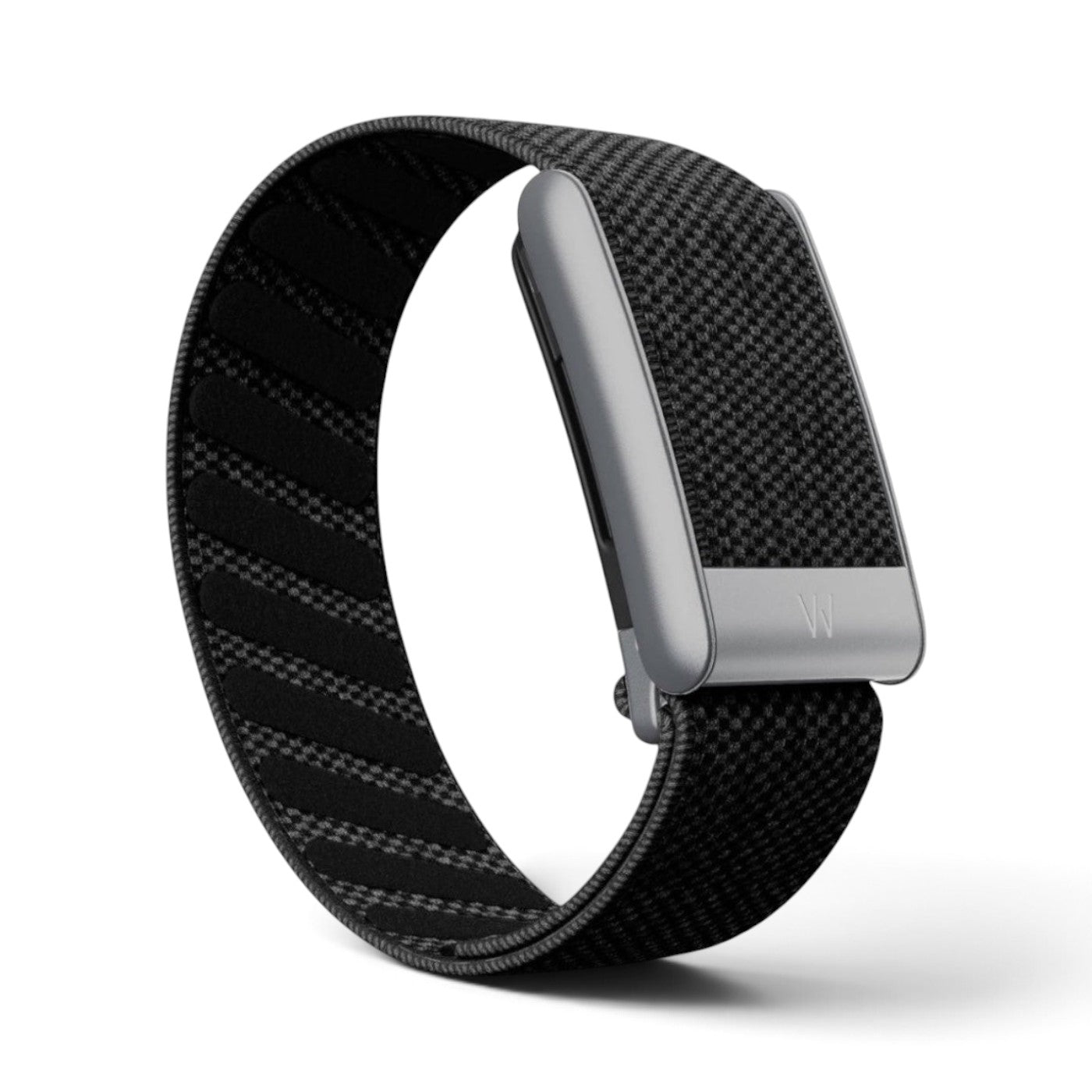 Azura Black Slate fitness tracker with a textured black fabric band and a sleek grey metallic casing